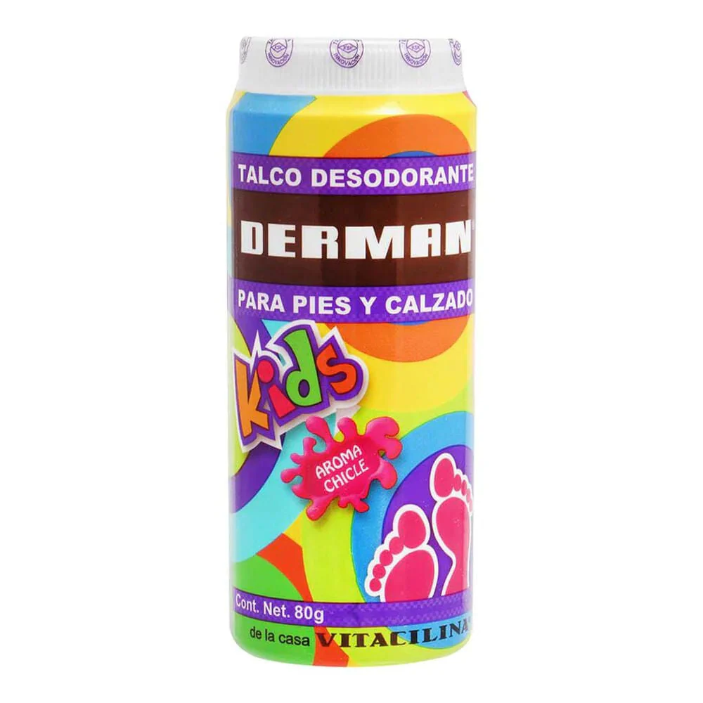 Derman Kids Chicle Talco Para Pies 80 Gramos