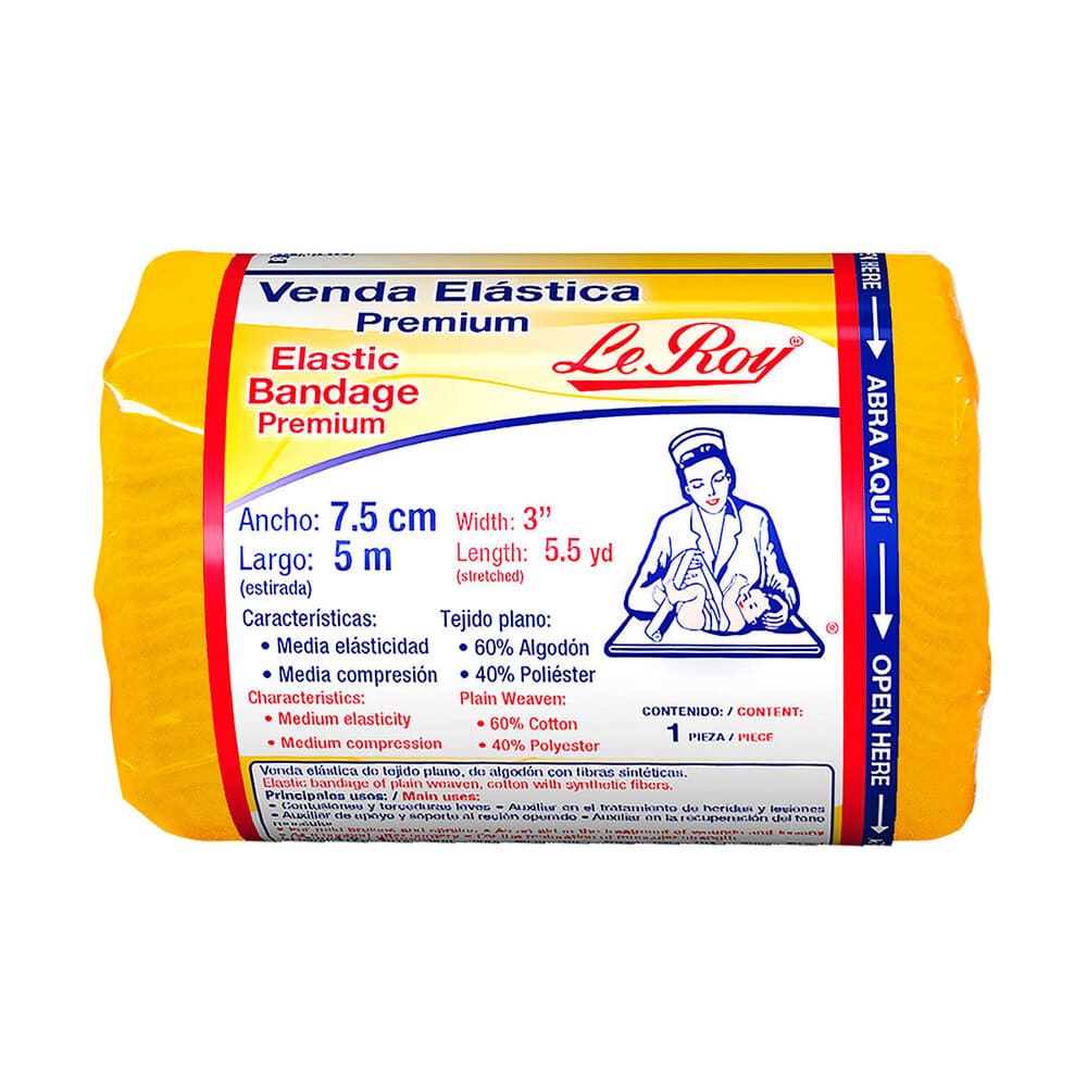 Venda Elastica Le Roy 7.5 Cm X 5 Metros
