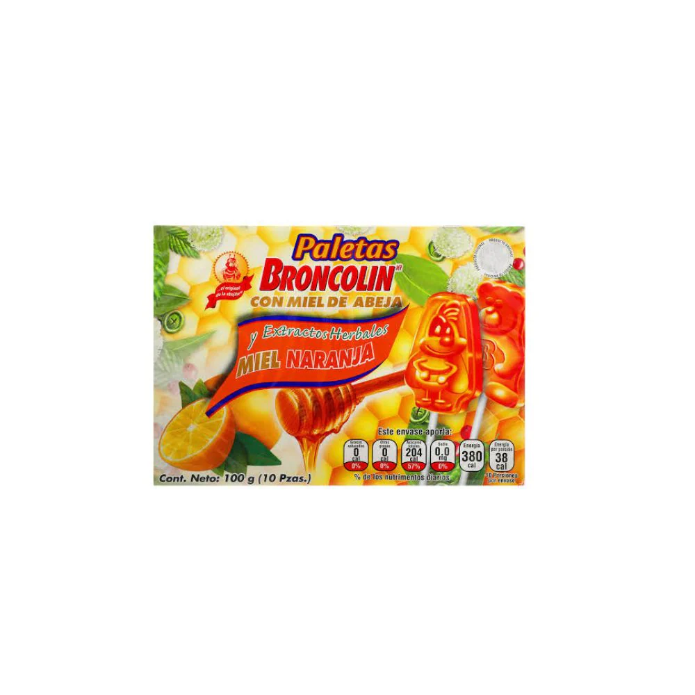Broncolin Paleta Naranja 10 G Con 10 Piezas