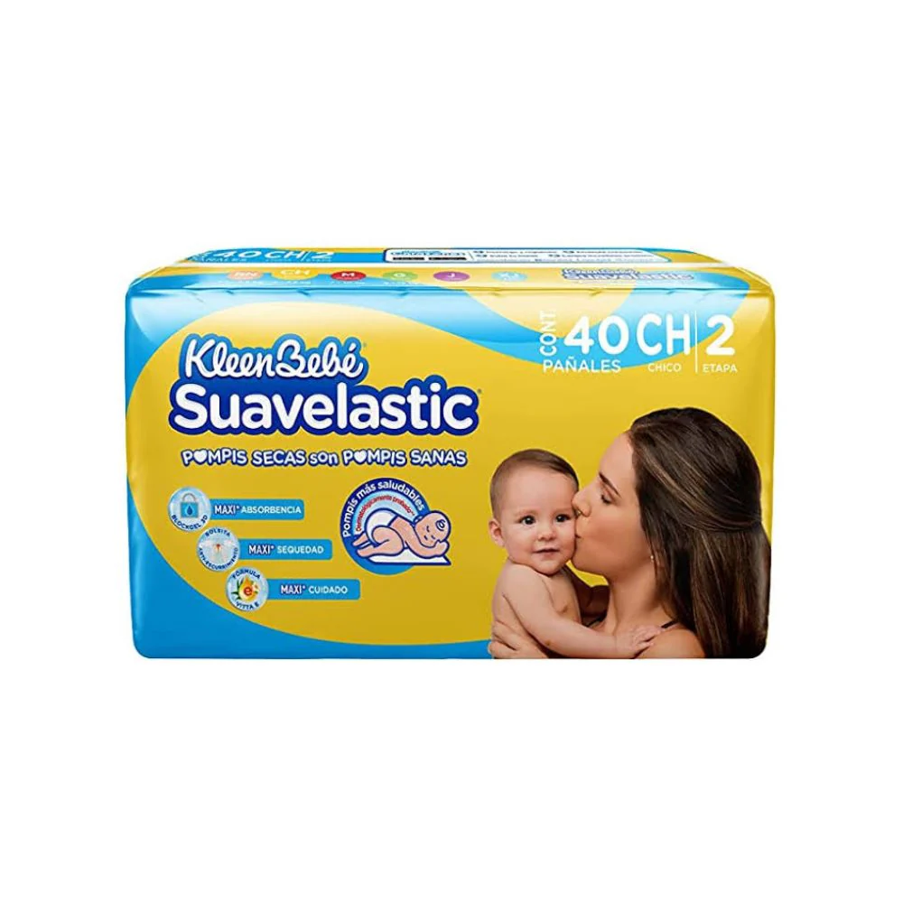 Pañal Kleenbebe Suavelastic Max Chico Con 40 Piezas
