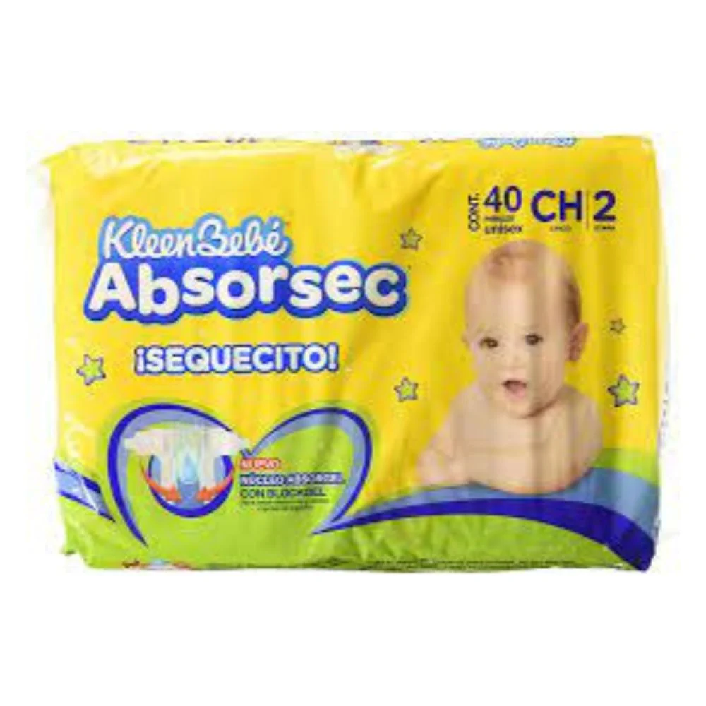 Pañal Absorsec Con 40 Piezas Chico