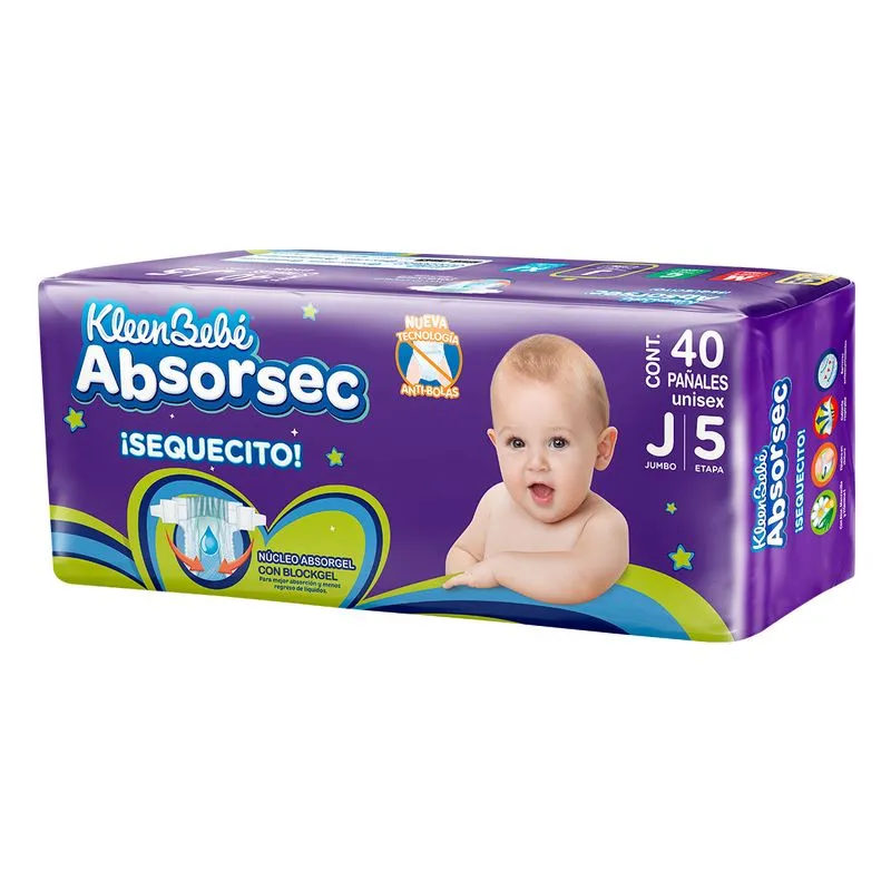 Pañal Absorsec Con 40 Piezas Grande