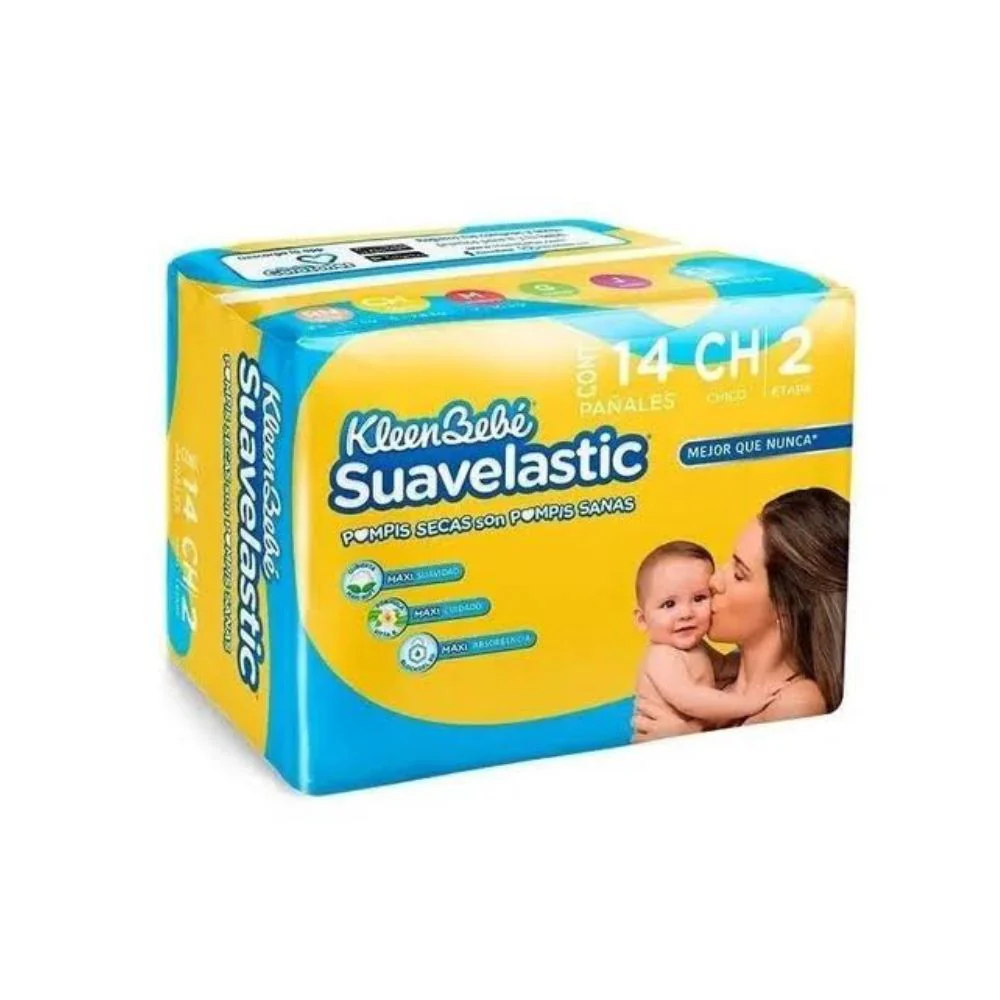 Pañal Kleen Bebe Suavelastic Etapa 2 Chico Con 14 Piezas