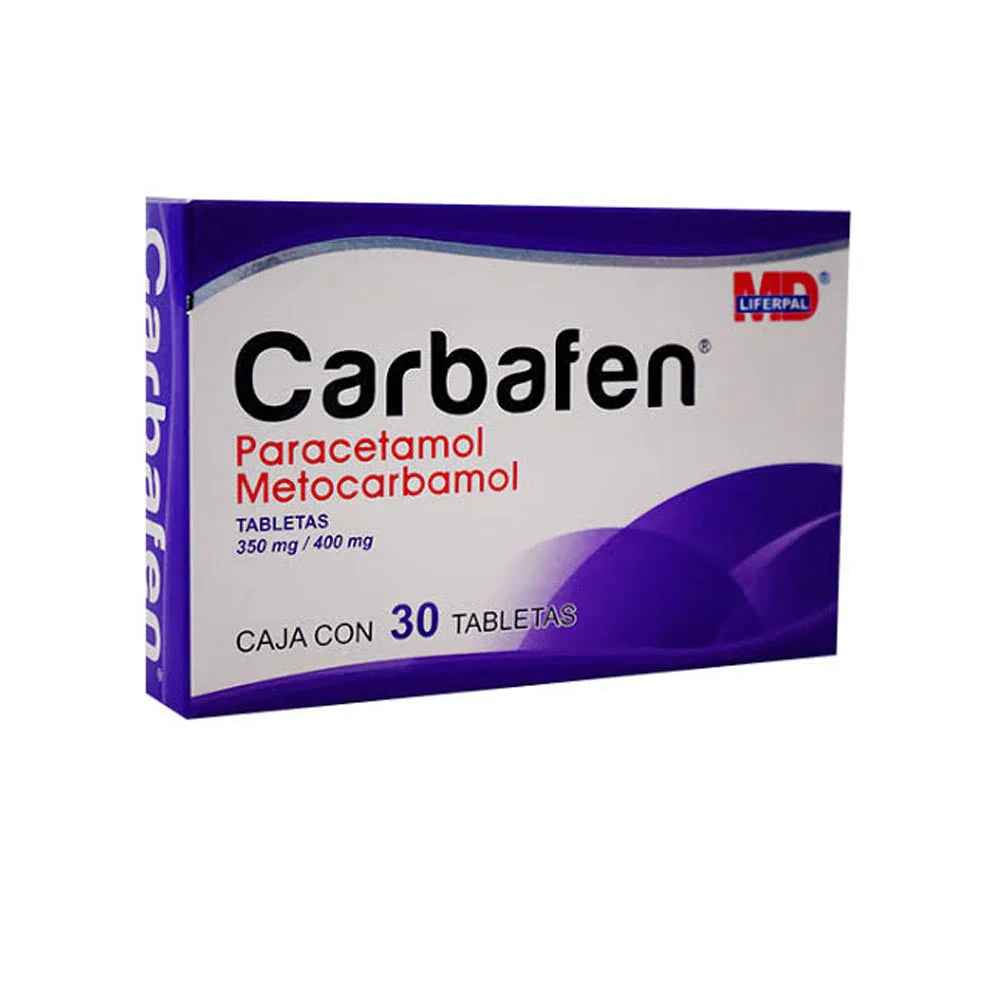Carbafen (Paracetamol/Metocarbamol) Con 30 Tabletas