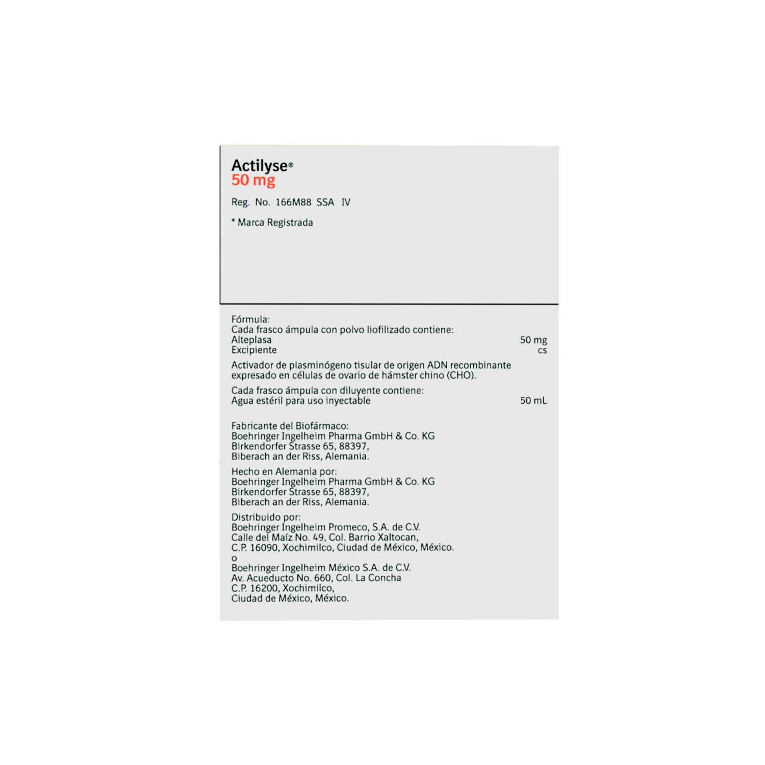 Actilyse (Alteplasa) 50 Mg Con 2 Frascos Ampula De 50 Ml - Image 2