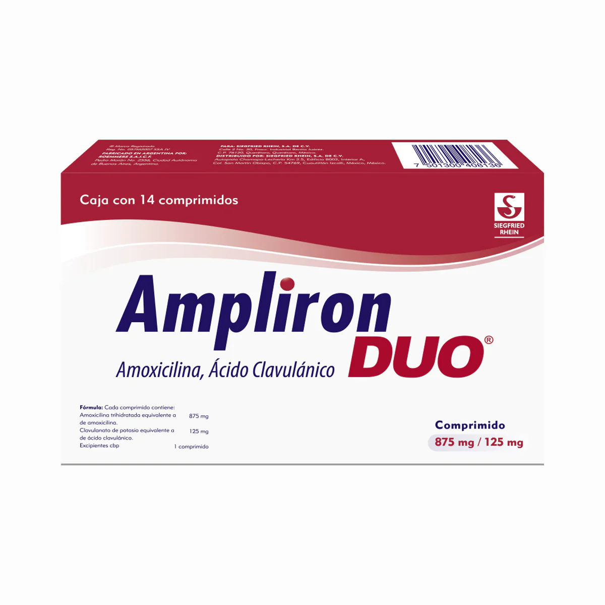 Ampliron Duo 875 Mg /125 Mg Con 14 Comprimidos