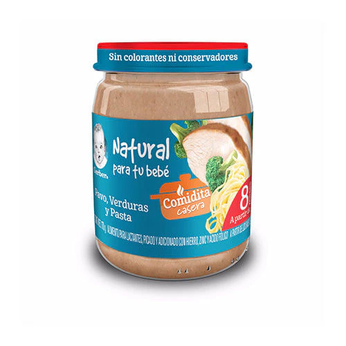 Gerber Papilla Tercera Etapa Verduras Con Pavo Y Pasta 170 G