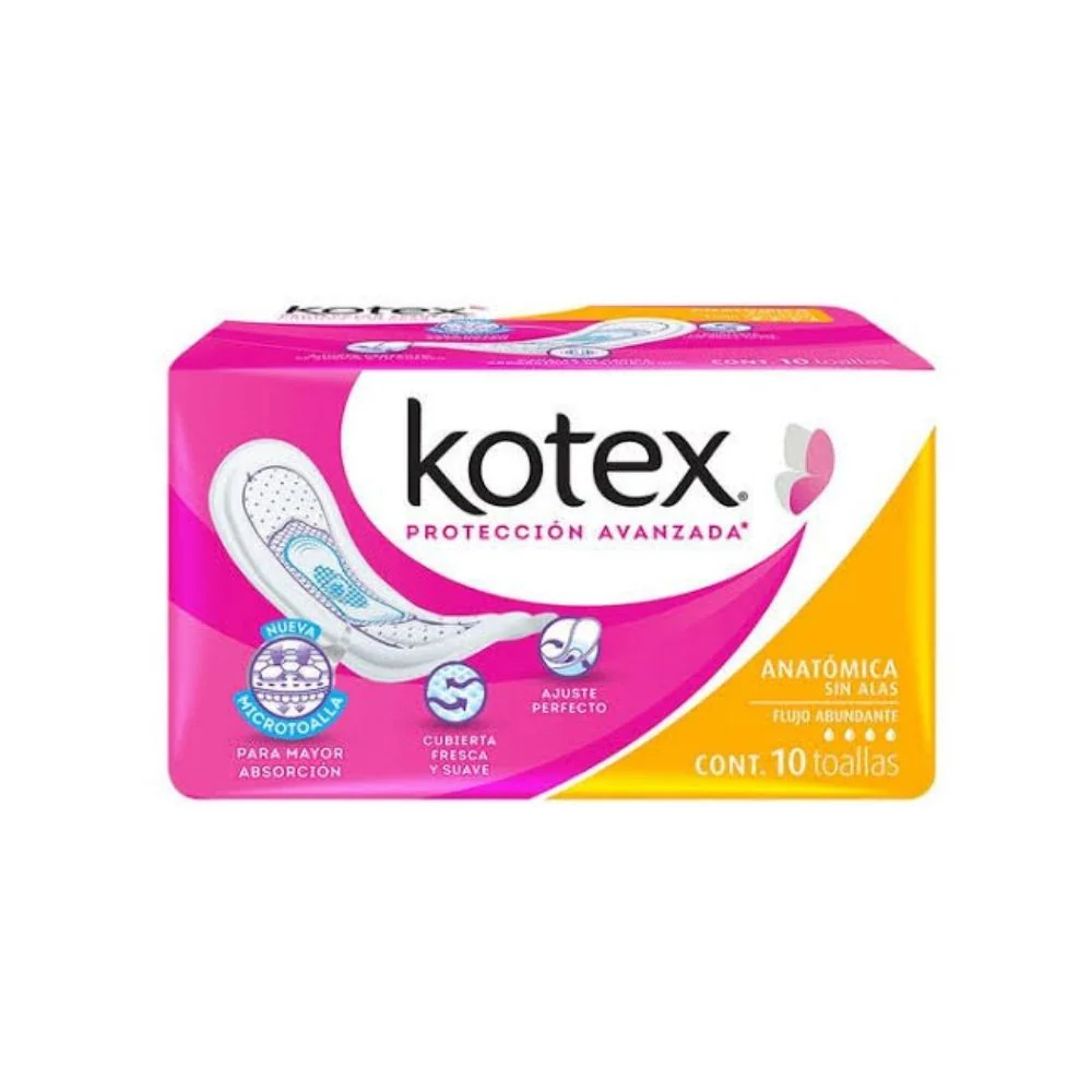 Toallas Sanitarias Kotex Clasicas Anatomicas Sin Alas Con 10 Paquetes
