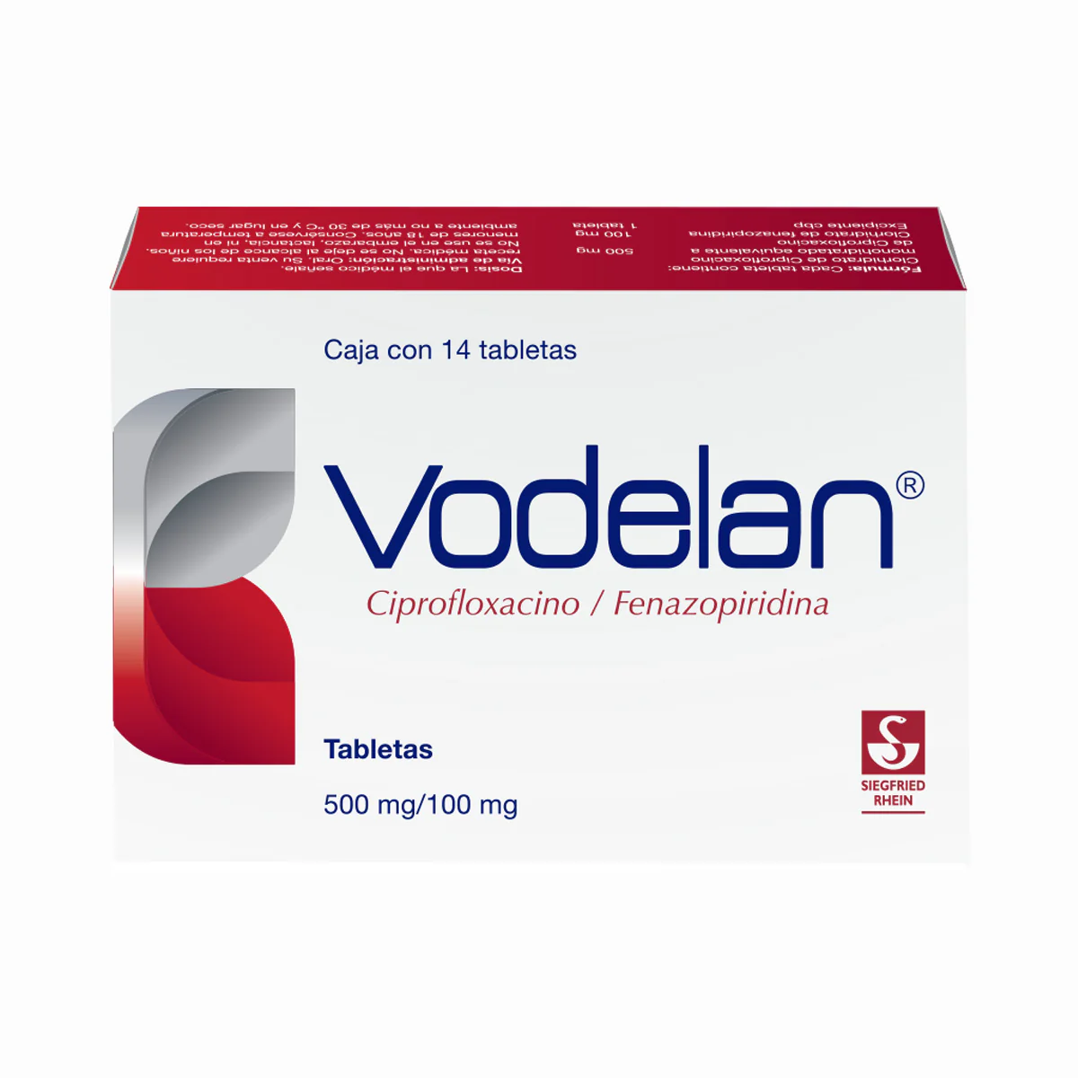 Vodelan 500 Mg / 100 Mg - Caja Con 14 Tabletas (Ciprofloxacino Y Fenazopiridina) - Image 4