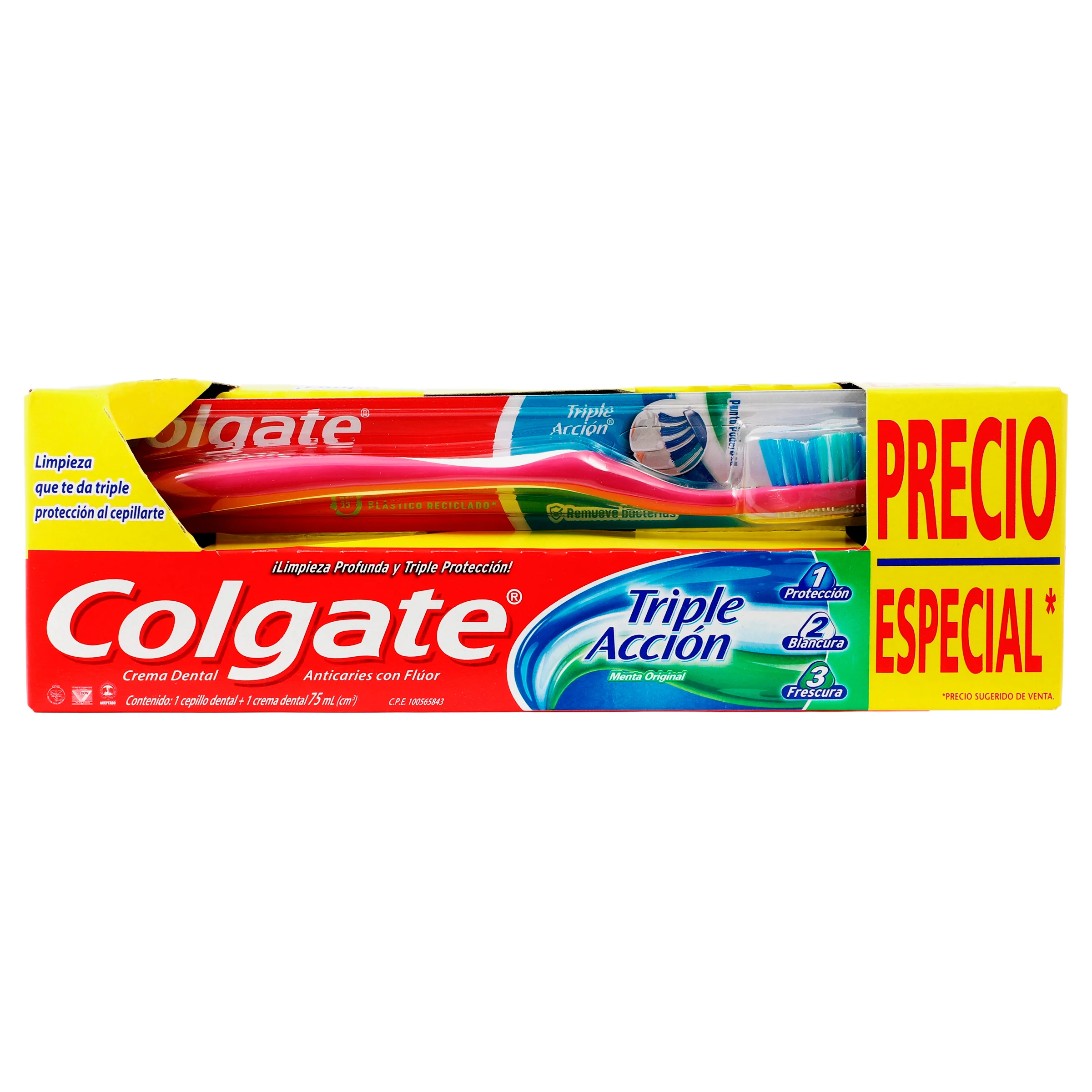 Cepillo Dental Colgate Triple Accion Mas Crema Dentaltriple Accion 75 Ml - Image 2
