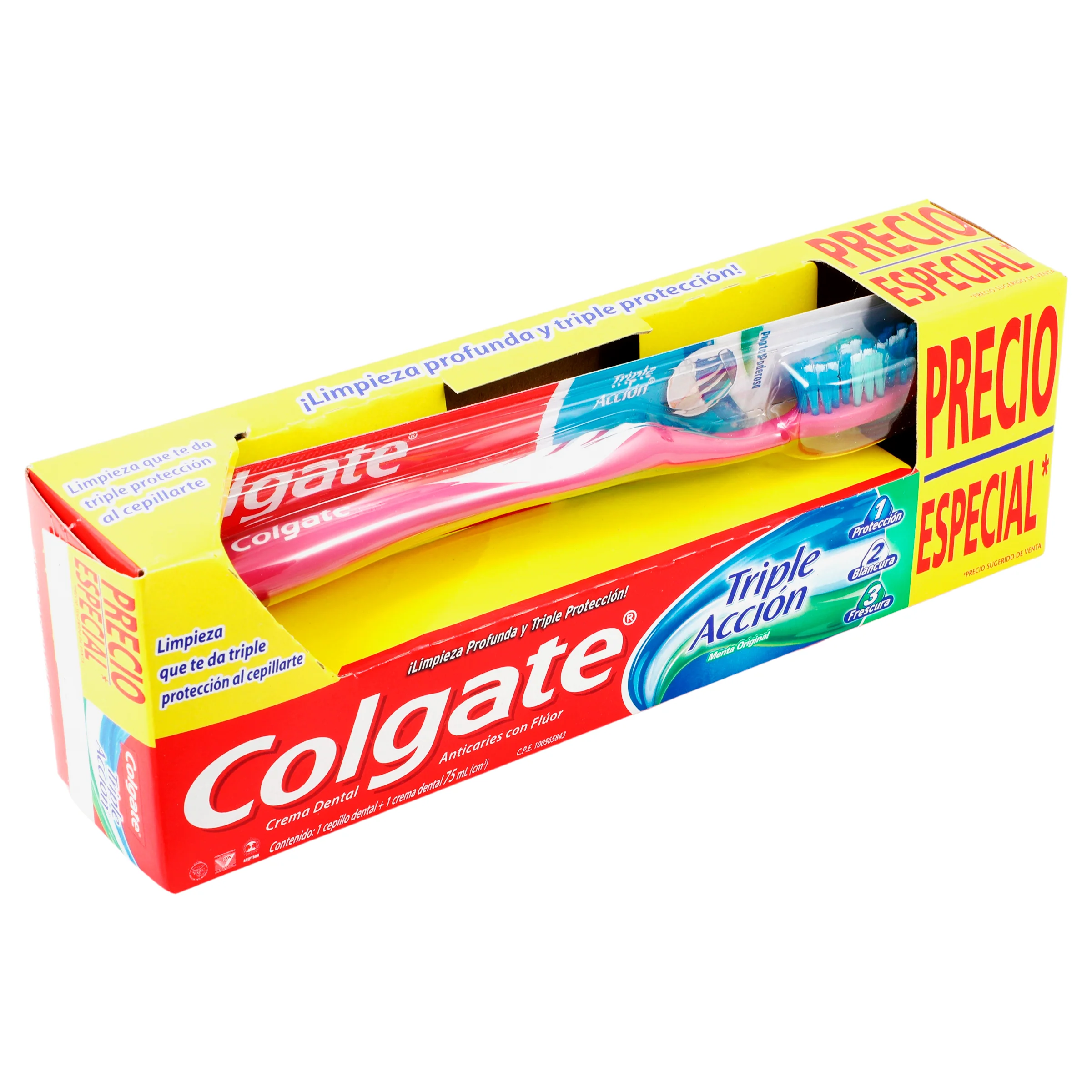 Cepillo Dental Colgate Triple Accion Mas Crema Dentaltriple Accion 75 Ml - Image 3