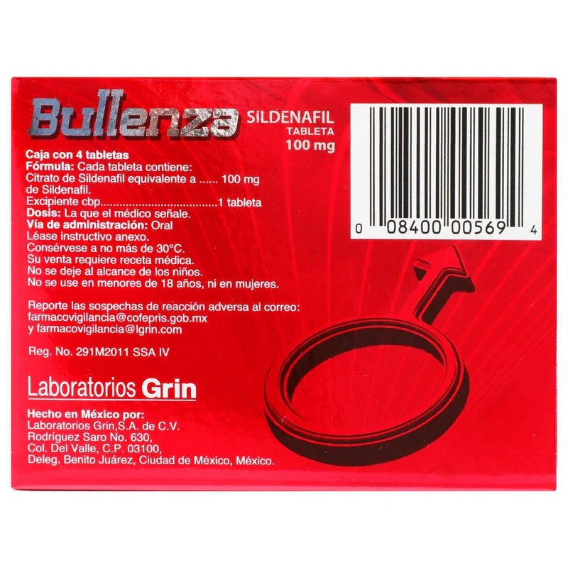 Bullenza 100Mg Con 4 Tabletas
