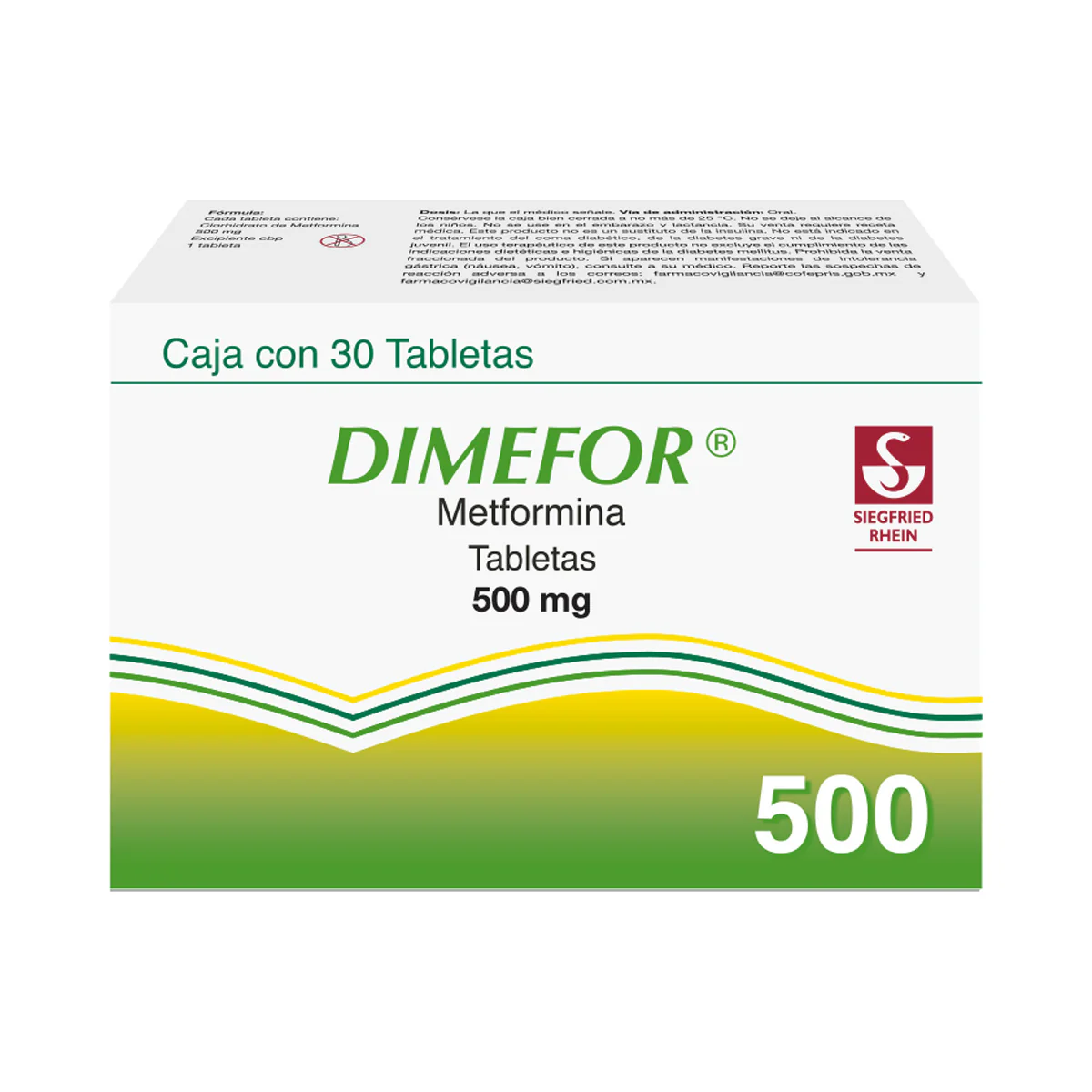 Dimefor 500 Mg - Caja Con 30 Tabletas (Metformina)