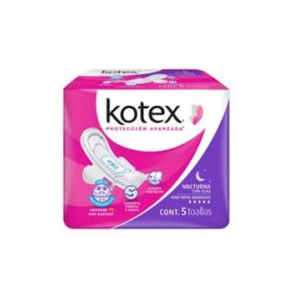 Toallas Sanitarias Kotex Natural Flex Nocturnas Con 5 Piezas