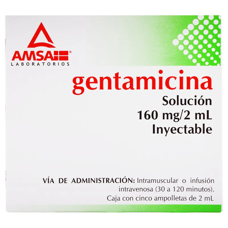 Gentamicina Sol Iny 160 Mg/ 2 Ml C/5 Amp De 2 Ml