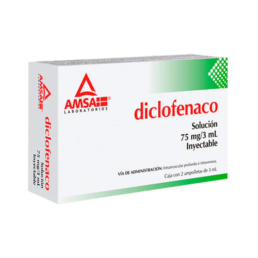Diclofenaco 75 Mg/3 Ml Solución Inyectable Con 2 3 Ml Amsa