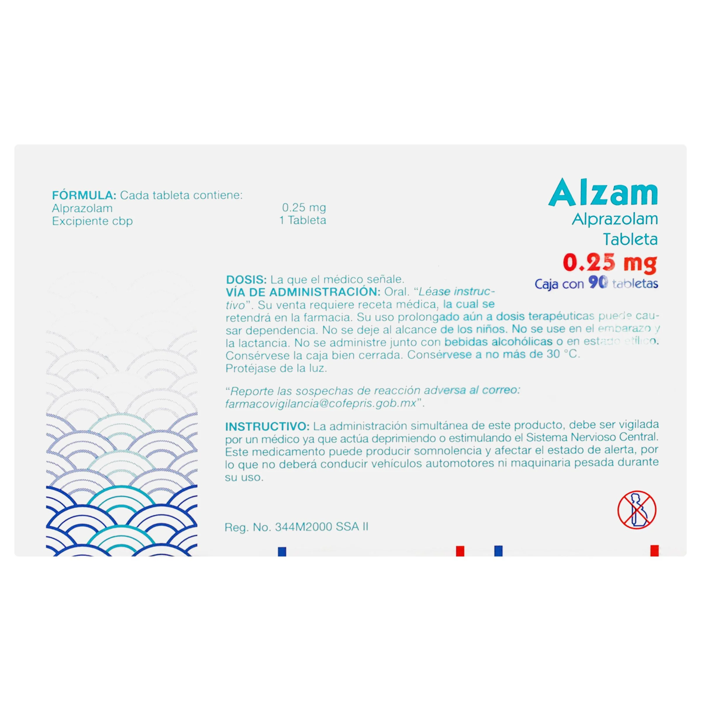Alzam 0.25 Mg Con 90 Tabletas Oral - Image 6