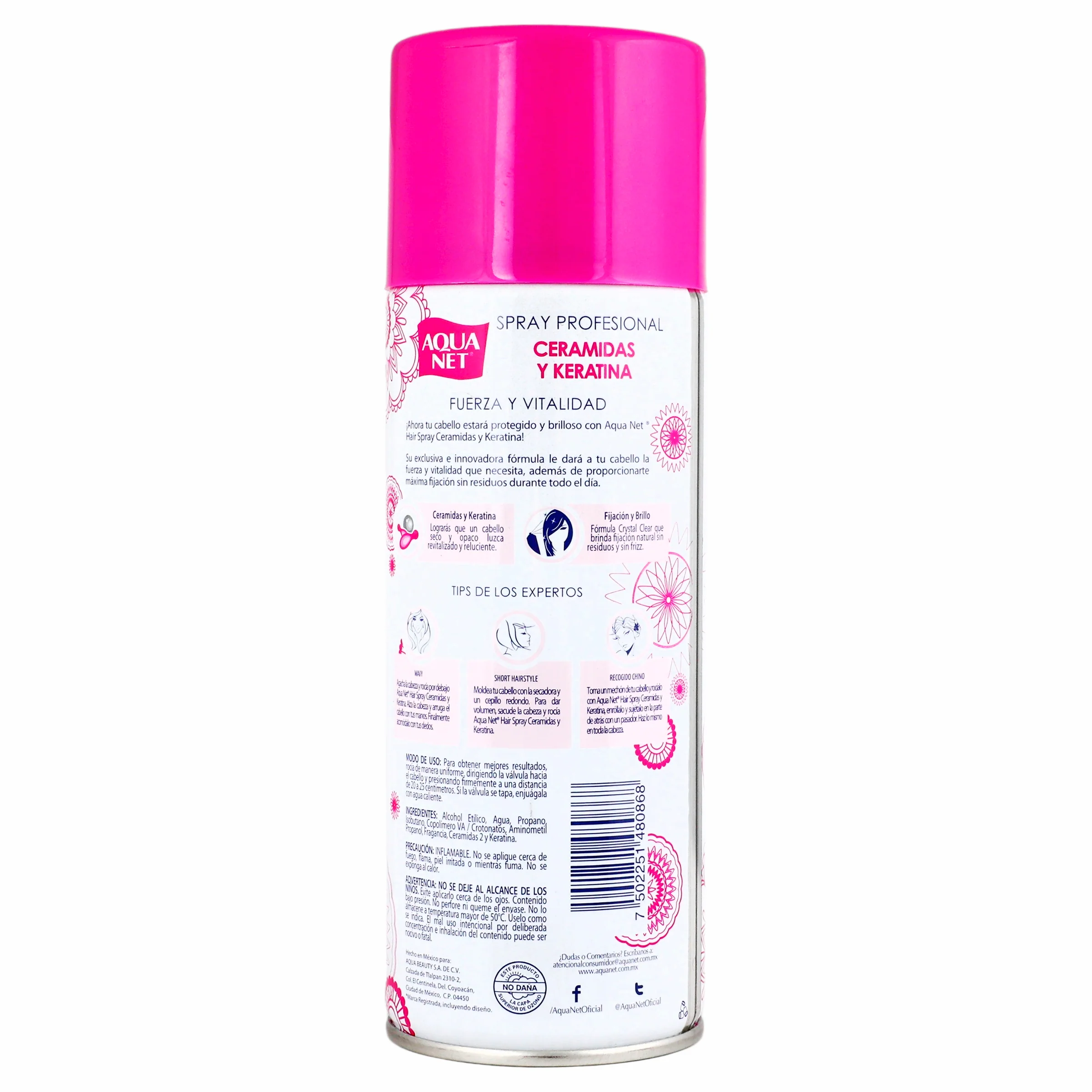 Fijador Aqua Net Ceramidas-Keratina Spray 316 Ml - Image 7
