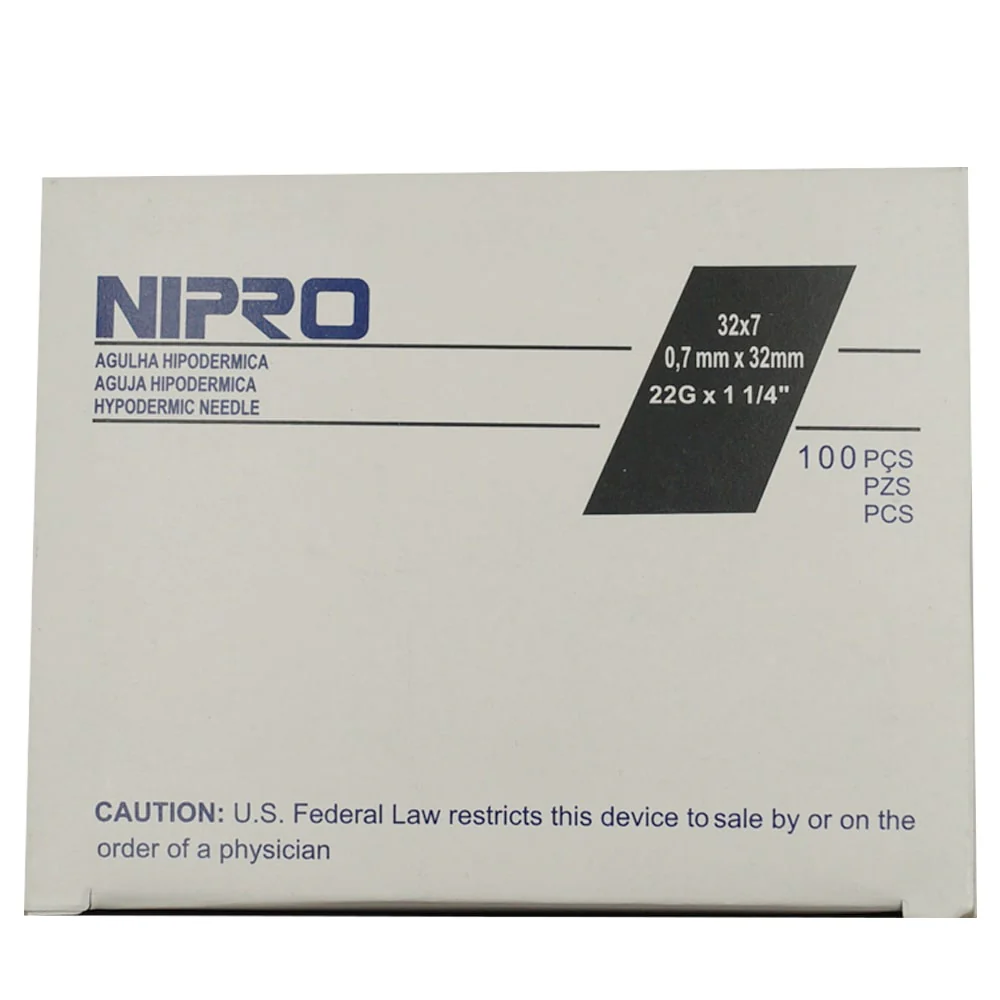Aguja 22 G Hipodermica Negra Nipro Con 100 Piezas
