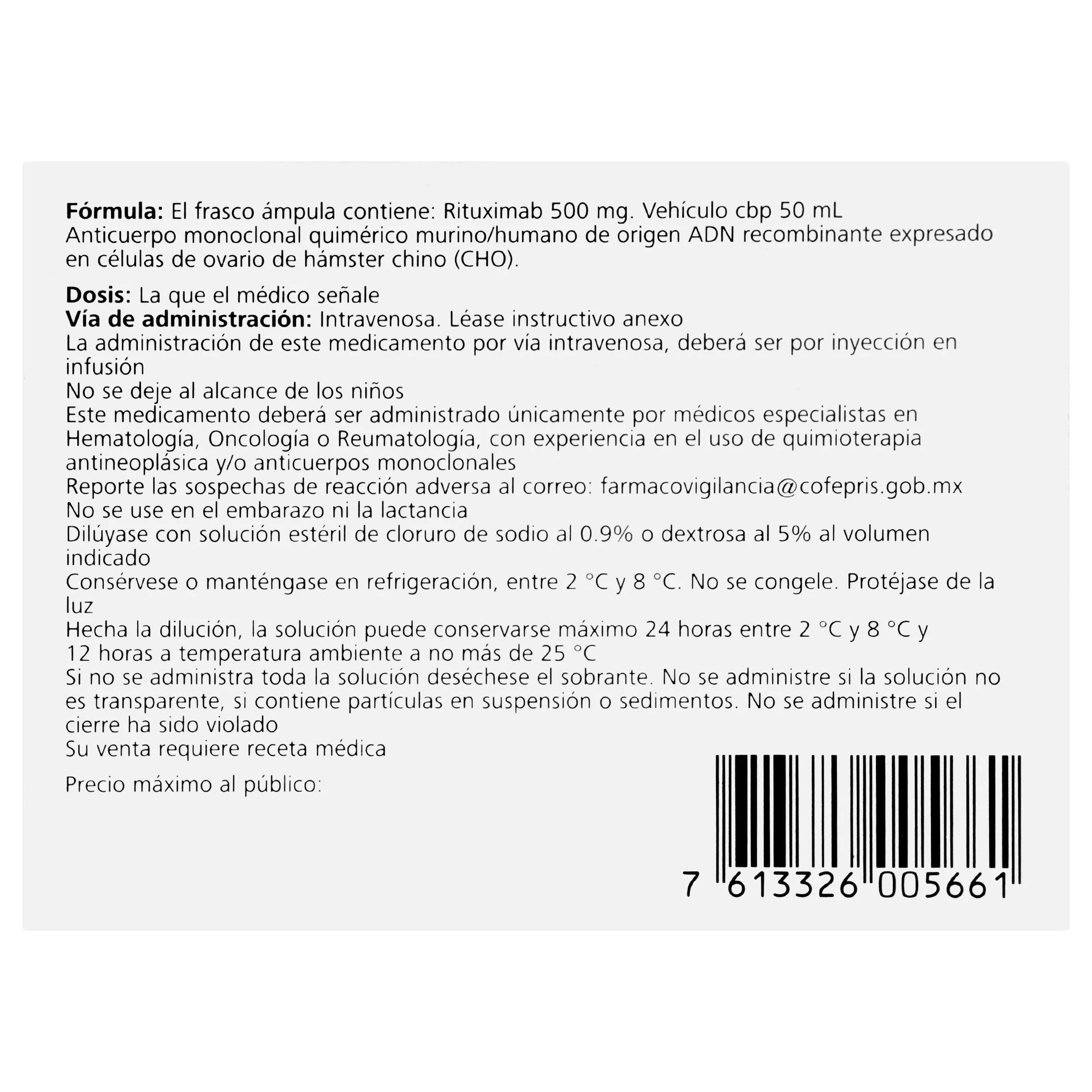 Mabthera 500 Mg Solucion Inyectable Frasco Ampula De 50 Ml - Image 6