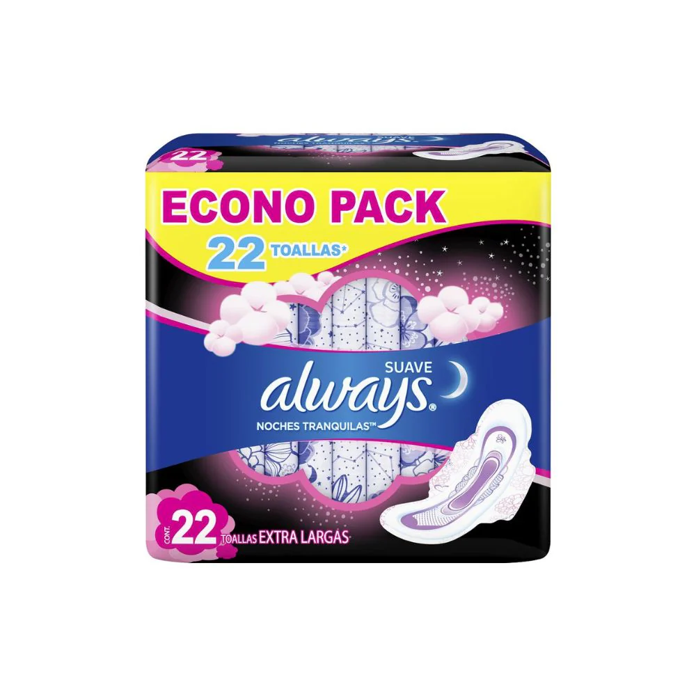 Toallas Sanitarias Always Noches Tranquilas Con 22 Piezas