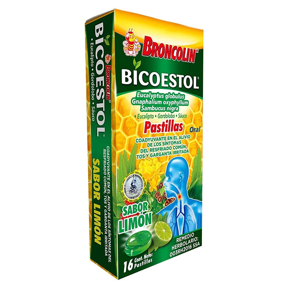 Broncolin Bicoestol Limon Con 16 Pastillas