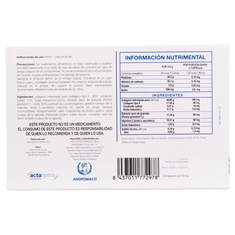 Kinisi 514 Mg (Colag Hidrolizado/Ac Hialuronico) Suplemento Alimenticio Con 30 Capsulas - Image 7