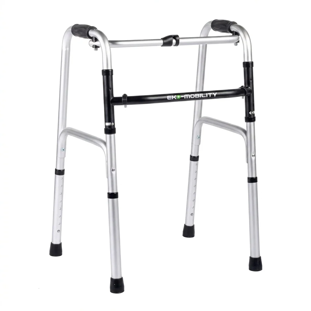 Ea100101C Andadera Fija Plata Aluminio Plegable Alta Ajustable