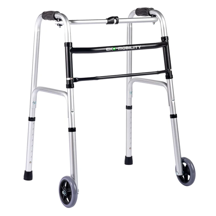 Ea200101C Andadera Con Ruedas Color Plata Aluminio Plegable Altura Ajustable