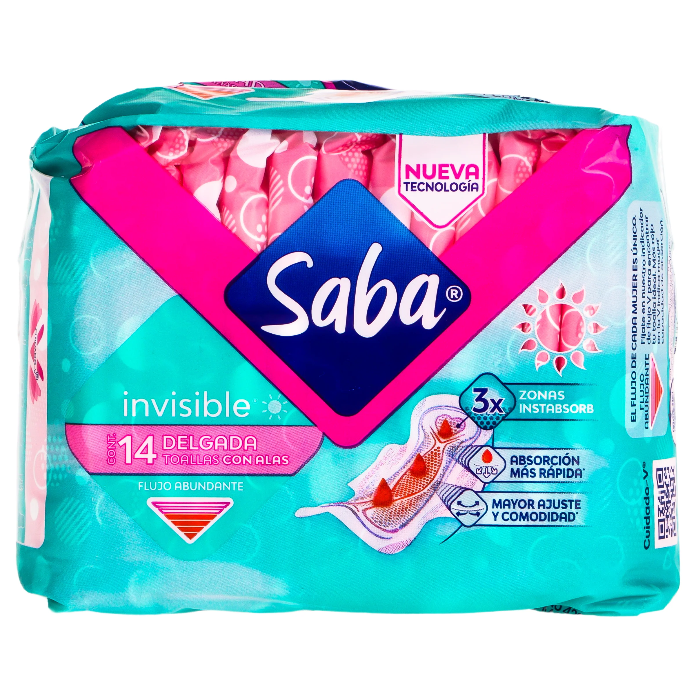 Toallas Sanitarias Saba Invisible Con Alas Con 14 Piezas