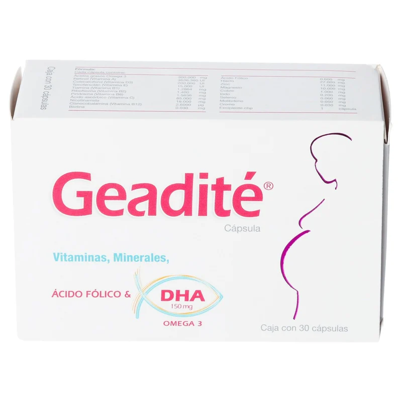 Geadité Acido Folico Y Dha Vitaminas Y Minerales Con 30 Capsulas - Image 4