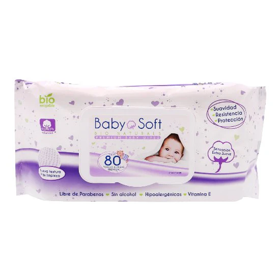 Toallas Humedas Baby Soft Morada Con 80 Piezas