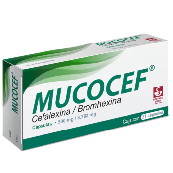 Mucocef 500 Mg / 8.782 Mg - Caja Con 21 Cápsulas (Cefalexina Y Bromhexina)