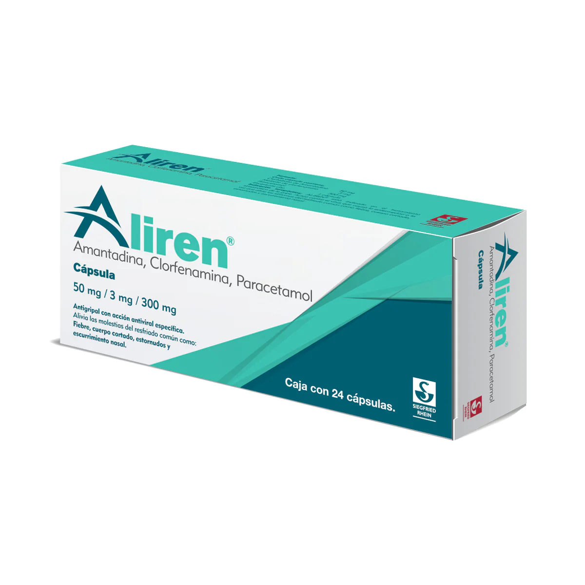 Aliren 50 Mg - Caja Con 24 Cápsulas (Amantadina, Paracetamol Y Clorfenamina) - Image 2