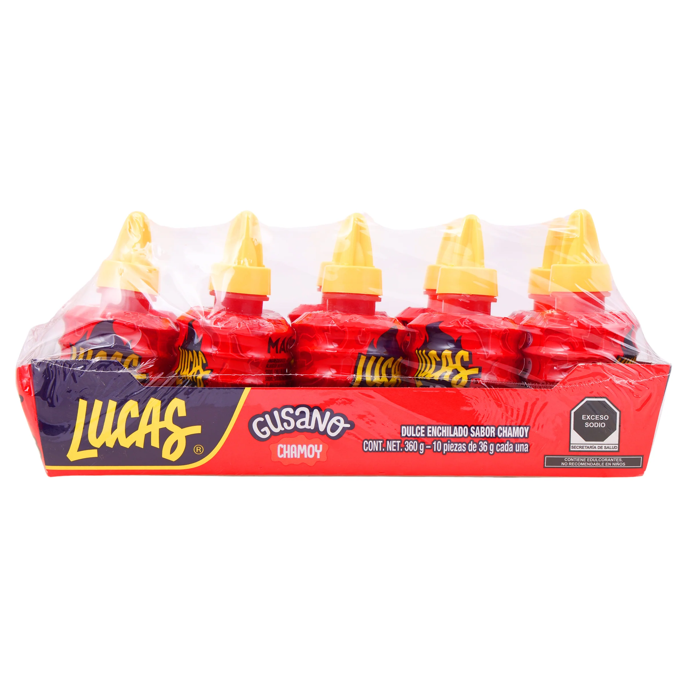 Exh Lucas Gusano Chamoy Con 10 Piezas