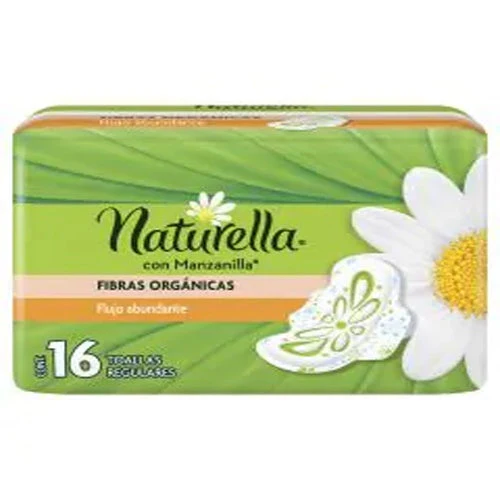 Toallas Sanitarias Naturella Manzanilla Regular Con Alas 16 Piezas