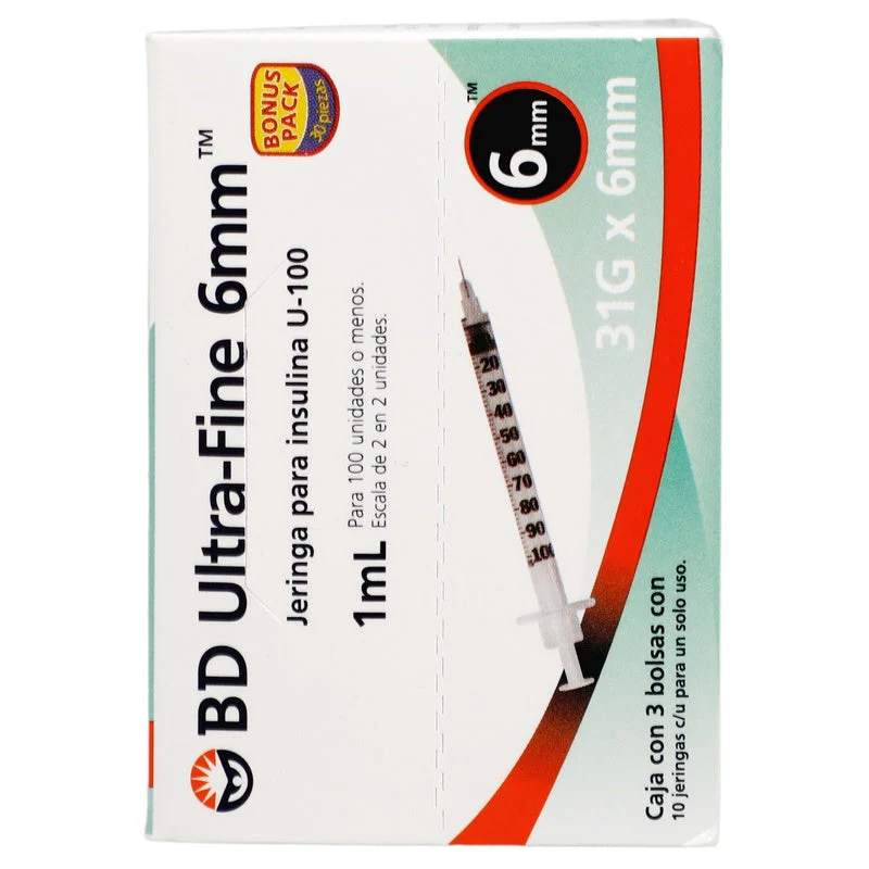 Jeringa 1 Ml Bd Insulina 31 G X 6 Mm Con 30 Piezas