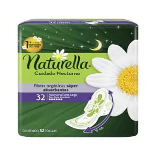 Toallas Sanitarias Naturella Nocturna Extra Largas Con 32 Piezas