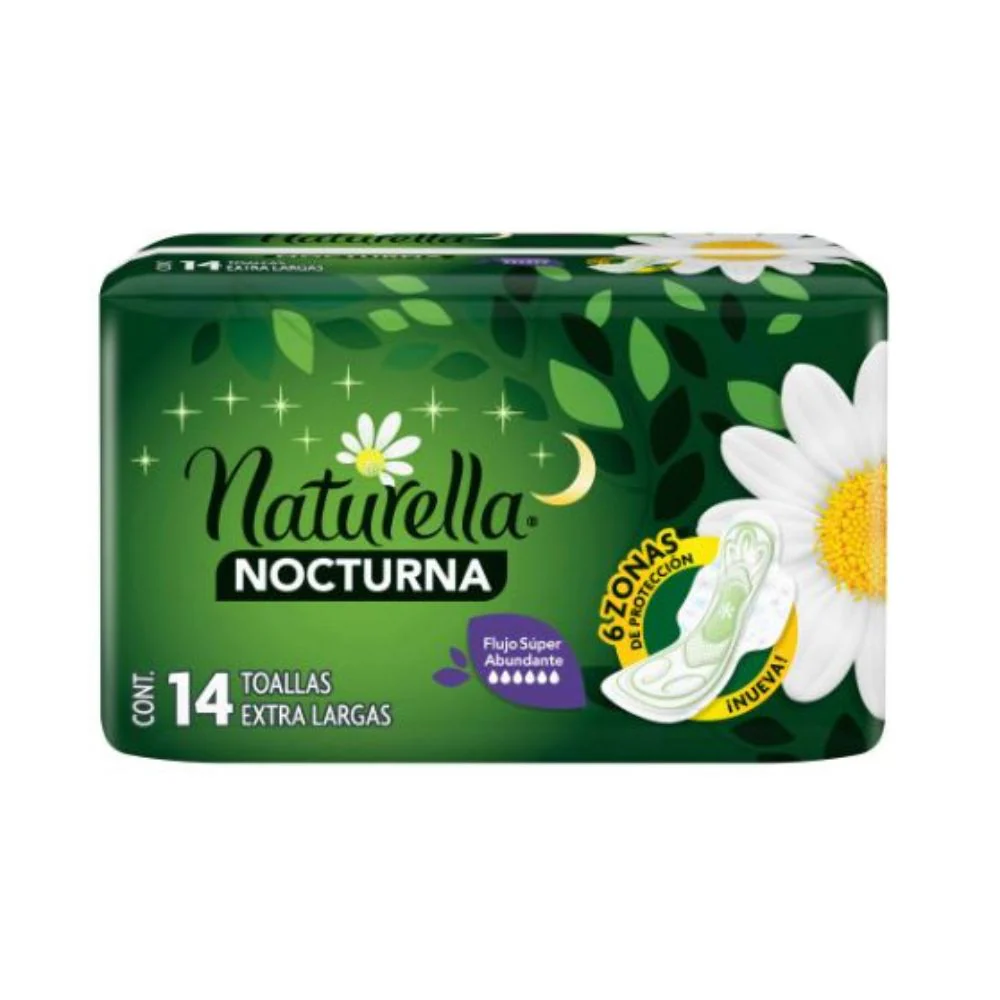 Toallas Sanitarias Natural Nocturna Extra Larga Con 14 Piezas