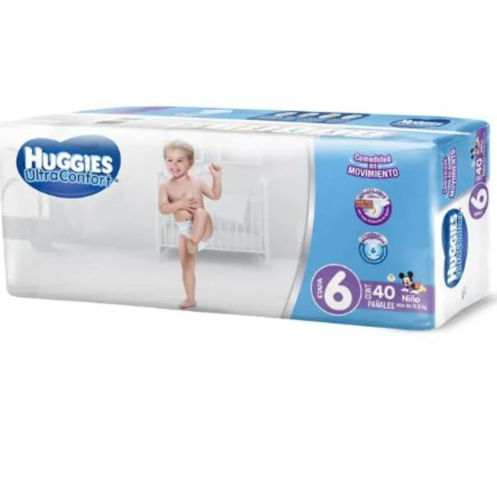 Pañal Huggies Ultraconfort Con 40 Piezas Niño Etapa 6