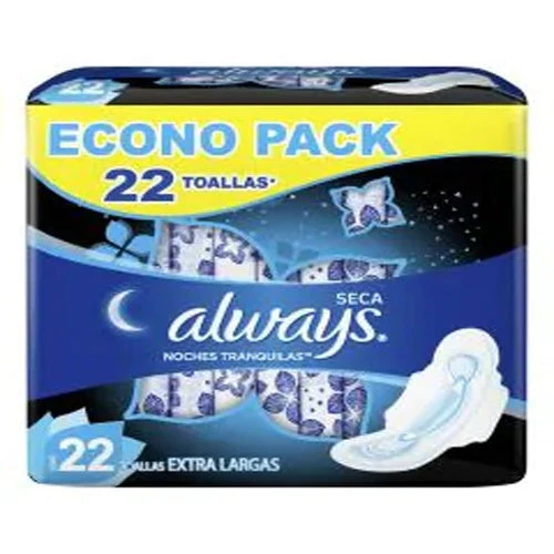 Toallas Sanitarias Always Noches Tranquilas Seca Con Alas Con 22 Piezas