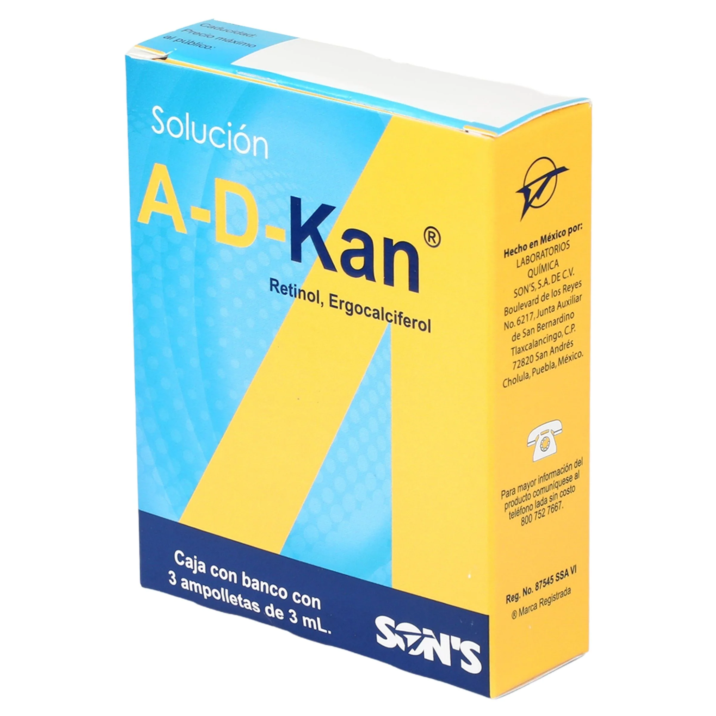 A-D-Kan Solución (Vit A Y D2) 6000/400 Iu Con 3 Ampolletas 3 Ml - Image 3