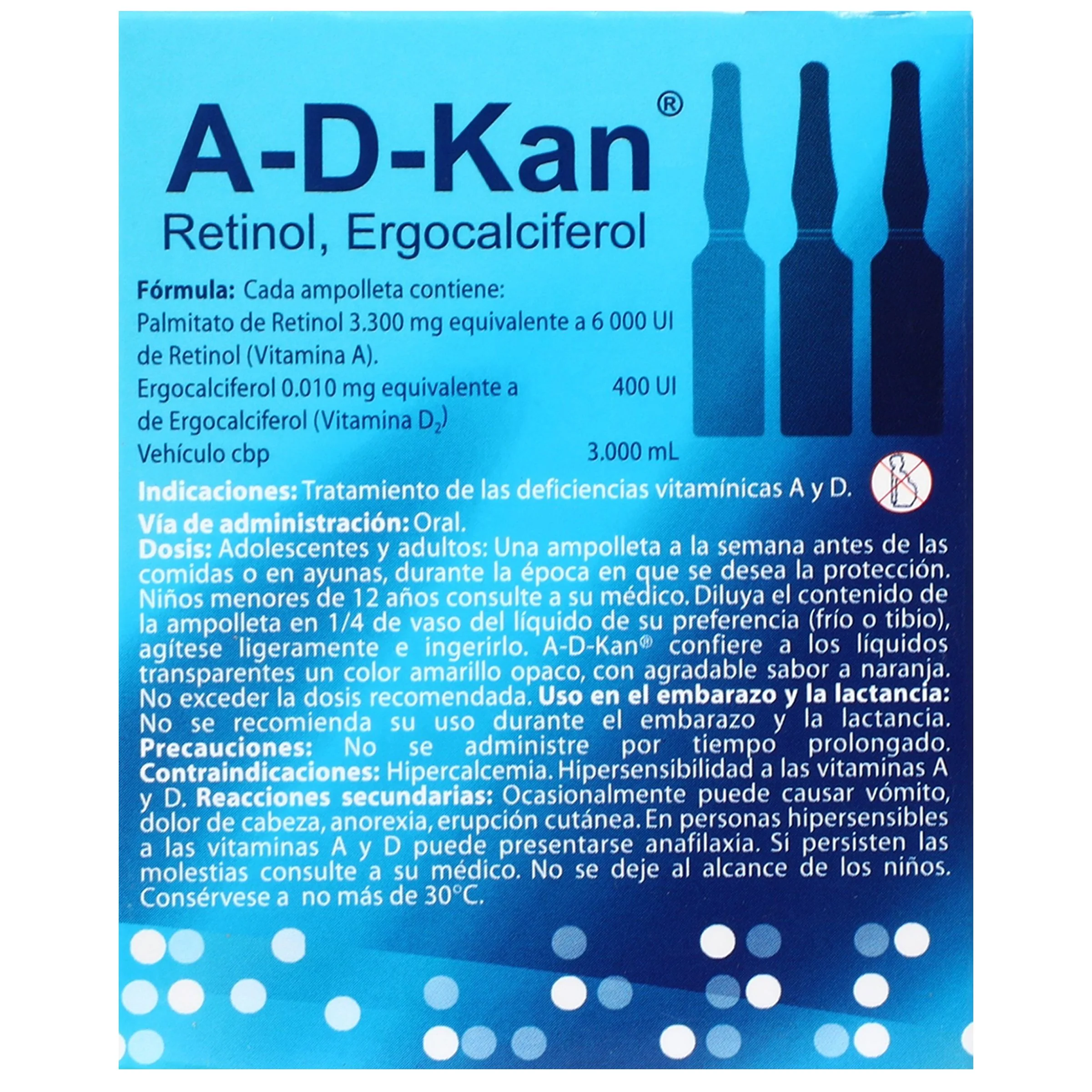 A-D-Kan Solución (Vit A Y D2) 6000/400 Iu Con 3 Ampolletas 3 Ml - Image 6