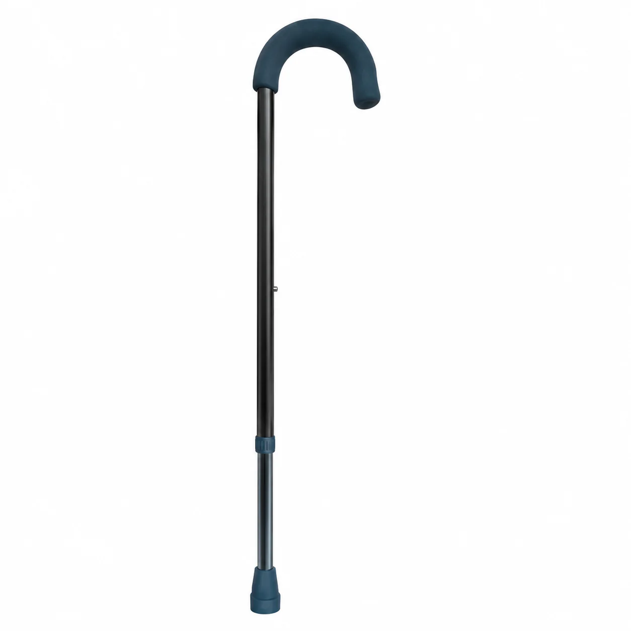 Eb010301C Baston Mango Curvo Plata Altura Ajustable