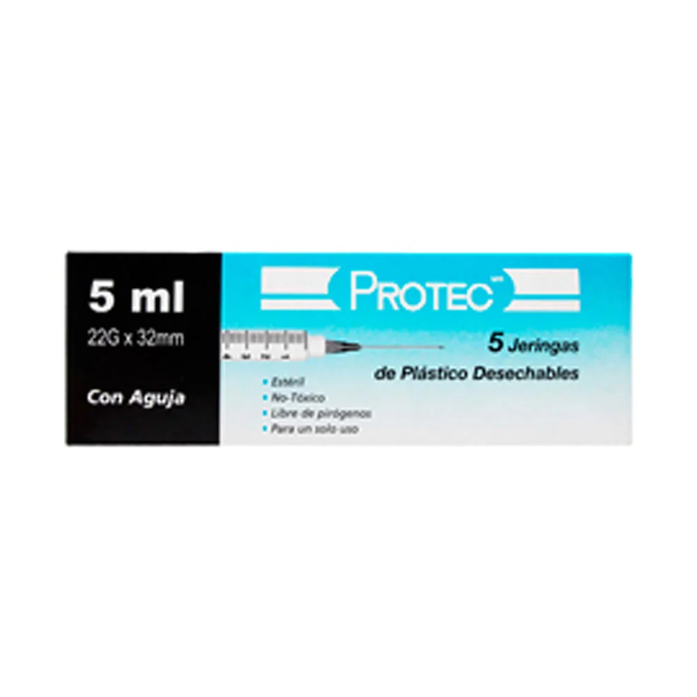 Jeringa Protec 5 Ml 22 X 32 Con 5 Piezas
