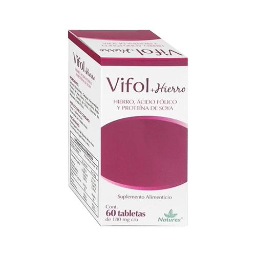 Vifolhierro/Acido Folico Y Proteina De Soya 180 Mg Con 60 Tabletas