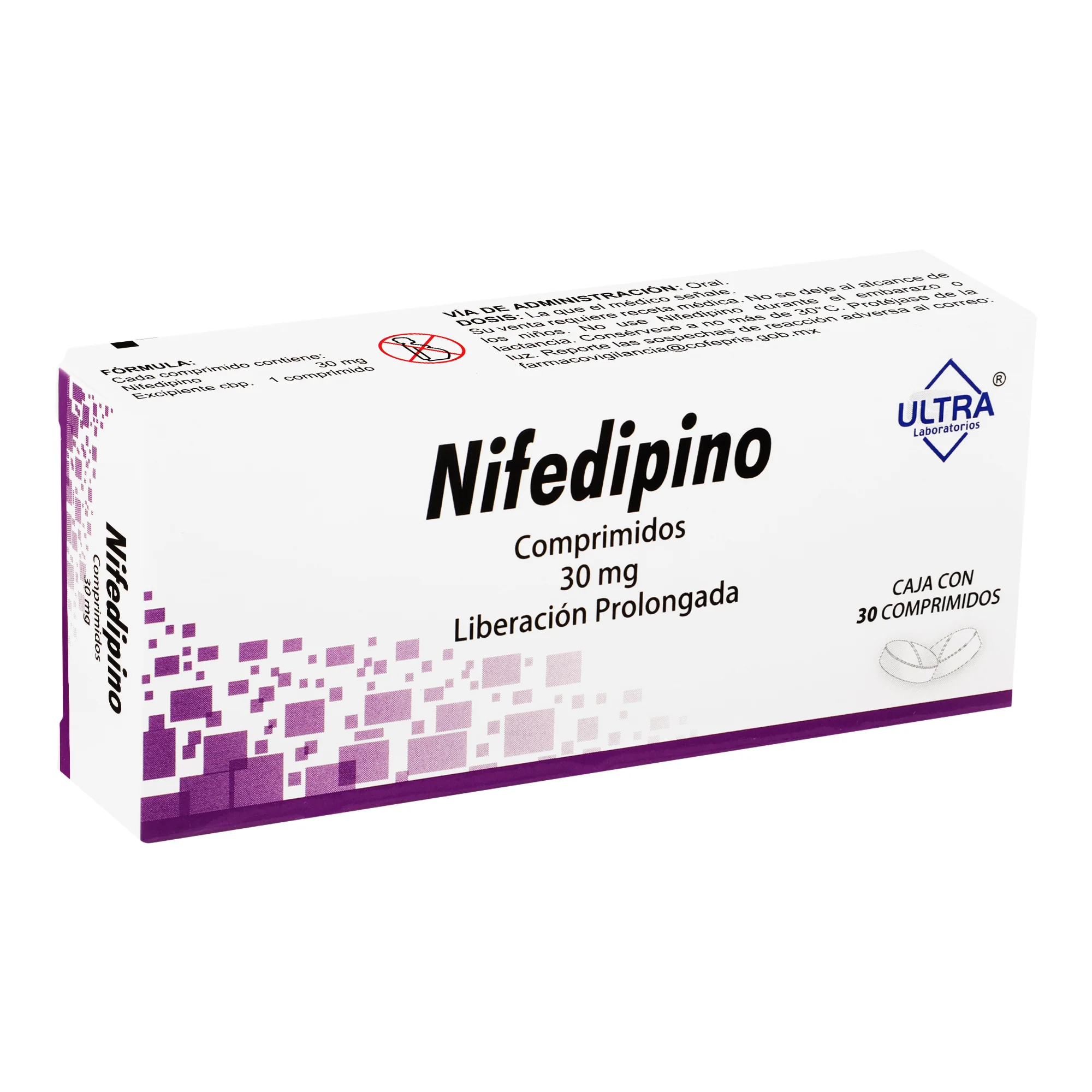 Nifedipino 30 Mg Con 30 Comprimidos Liberacion Prolongada Ultra - Image 2
