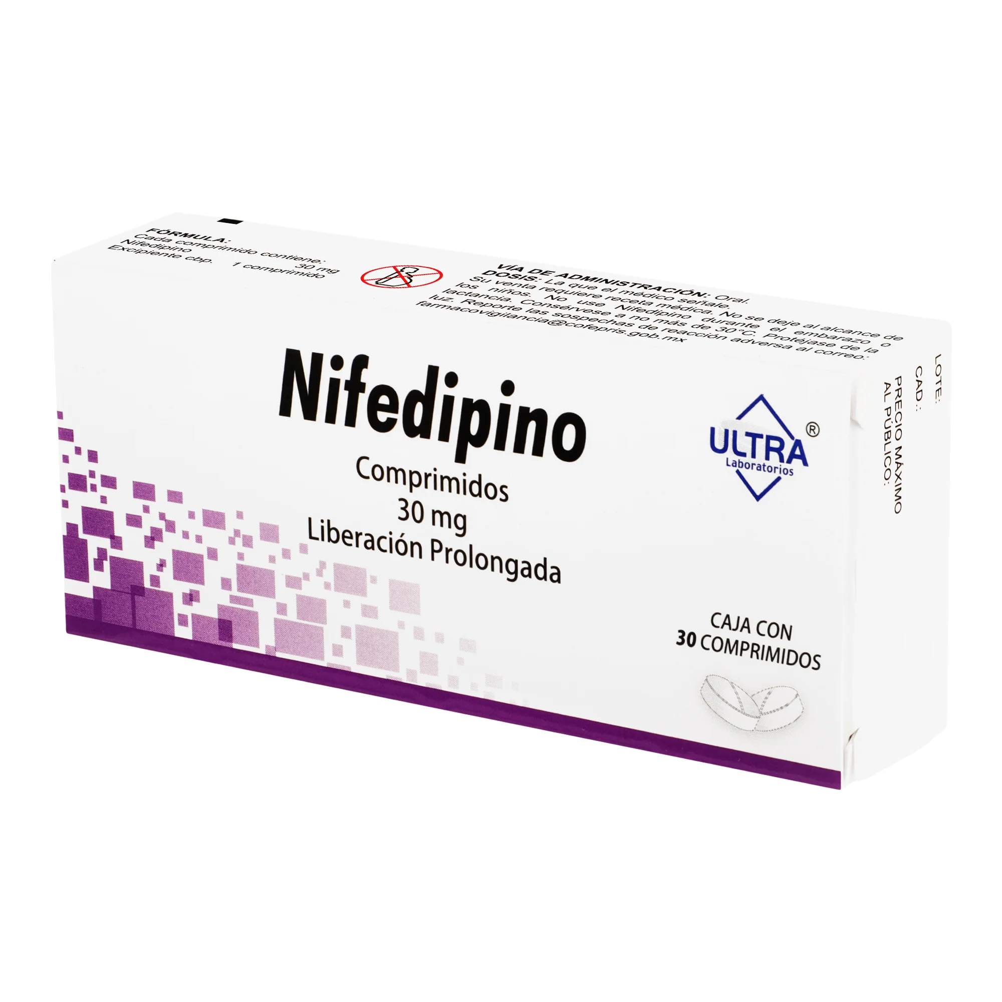 Nifedipino 30 Mg Con 30 Comprimidos Liberacion Prolongada Ultra - Image 3