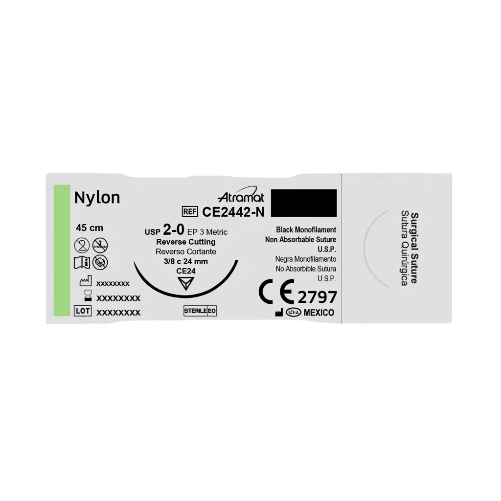 Nylon 2-0 Ce2442-N 3/8 24 Mm 45 Cm Atramat Pieza
