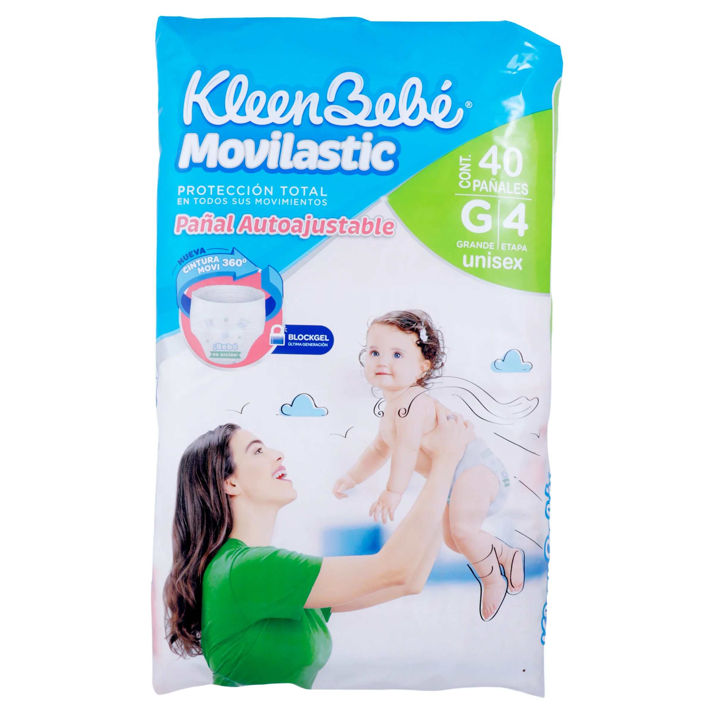Pañal Kleen Bebe Movilastic Grande Con 44 Piezas Etapa 4